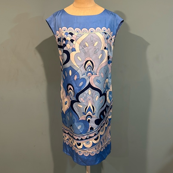 J. McLaughlin Blue Silk Sleeveless Shift Dress size X-Small - Picture 1 of 15